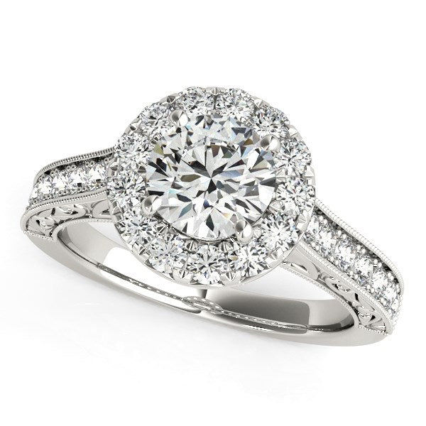 Round Diamond Engagement Ring with Stylish Shank (1 5/8 cttw)