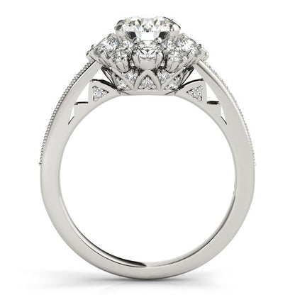 Antique Style Halo Round Diamond Engagement Ring (2 cttw)