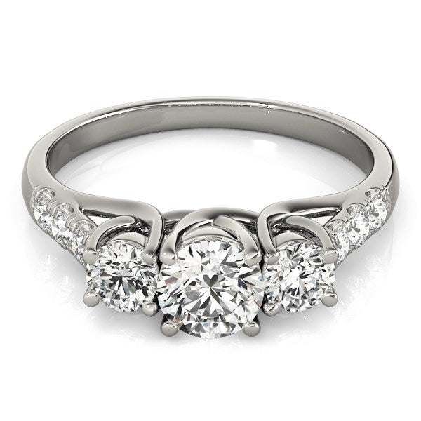 Trellis Set 3 Stone Round Diamond Engagement Ring (1 1/8 cttw)