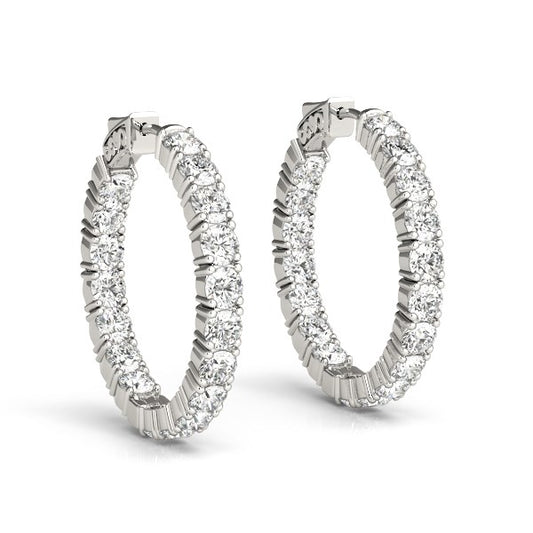 Two Sided Prong Set Diamond Hoop Earrings (3 1/2 cttw)