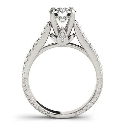 Round Diamond Engagement Ring with Pave Band (2 cttw)