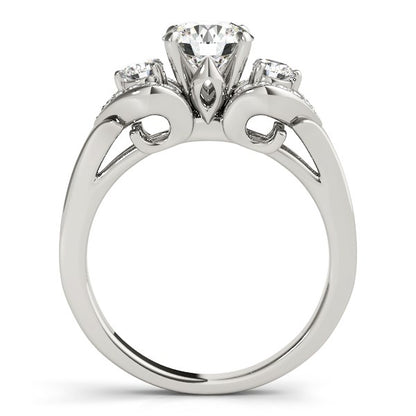 3 Stone Diamond Engagement Antique Style Ring (1 3/8 cttw)