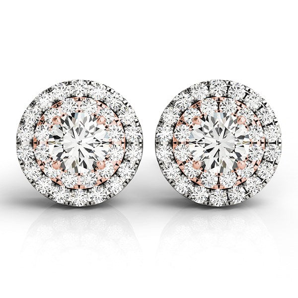 Round Halo Diamond Earrings (3/4 cttw)