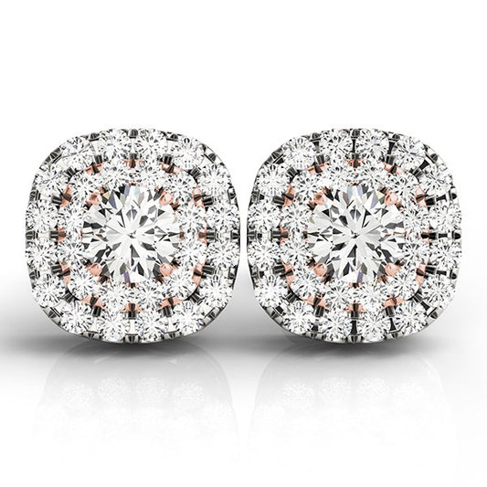 Cushion Shape Halo Diamond Earrings (3/4 cttw)