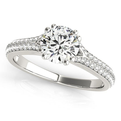 Double Prong Multirow Band Diamond Engagement Ring (1 1/8 cttw)
