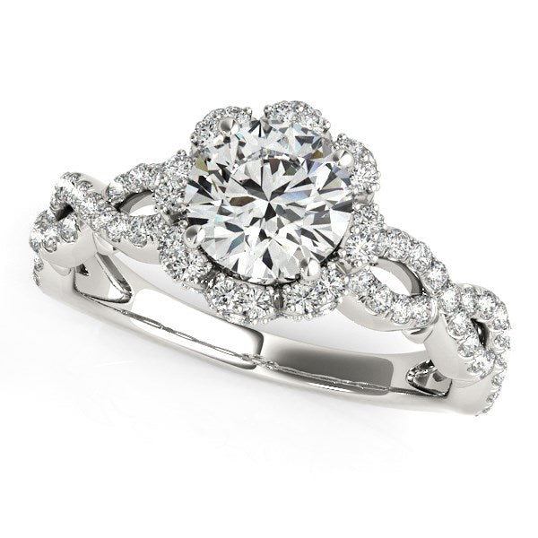 Flower Motif Split Shank Diamond Engagement Ring (1 5/8 cttw)