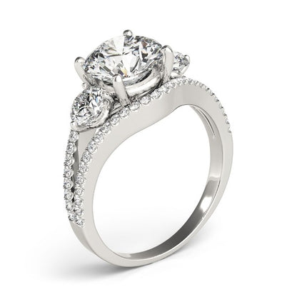 3 Stone Split Pave Shank Diamond Engagement Ring (2 3/4 cttw)
