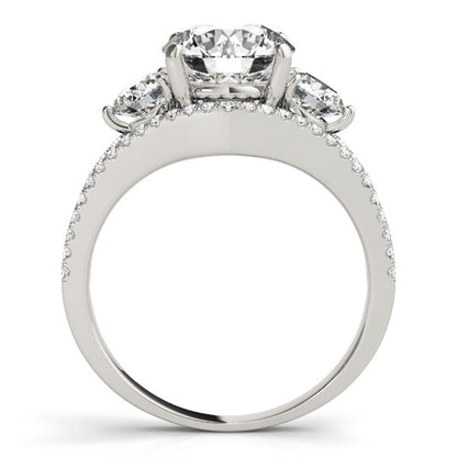 3 Stone Split Pave Shank Diamond Engagement Ring (2 3/4 cttw)