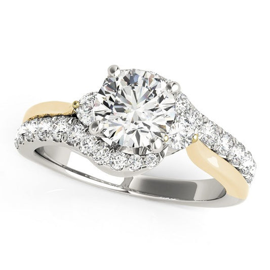 ellow Gold Round Bypass Diamond Engagement Ring (1 1/2 cttw)