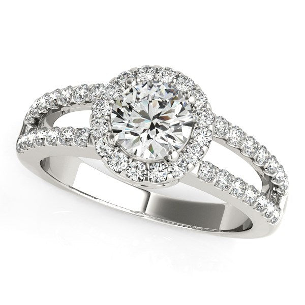 Round Diamond Split Shank Design Engagement Ring (7/8 cttw)