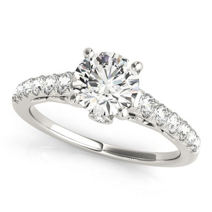 Scalloped Single Row Band Diamond Engagement Ring (1 3/8 cttw)