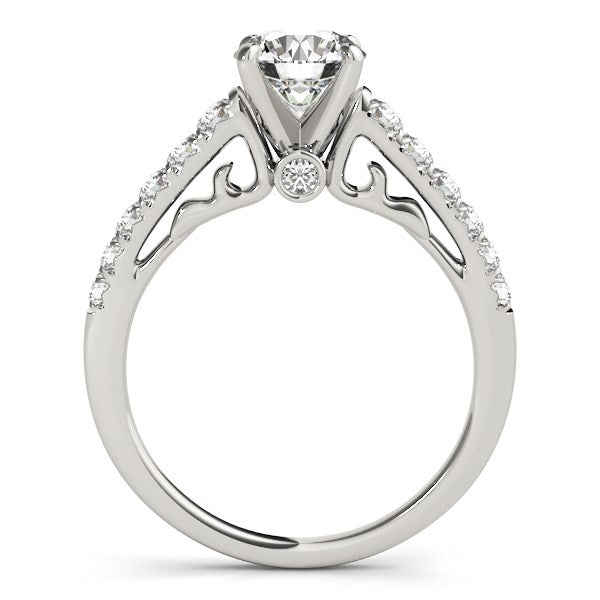 Scalloped Single Row Band Diamond Engagement Ring (1 3/8 cttw)