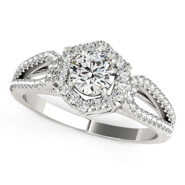 Diamond Engagement Ring with Hexagon Halo Border (7/8 cttw)