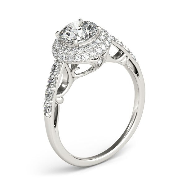 Halo Style Diamond Engagement Pave Shank Ring (1 1/2 cttw)