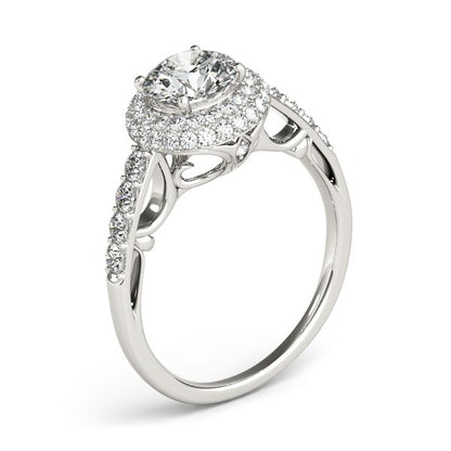 Halo Style Diamond Engagement Pave Shank Ring (1 1/2 cttw)
