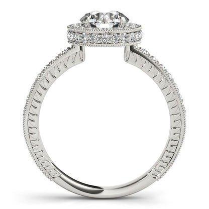 Milgrain Border Diamond Pave Engagement Ring (1 1/2 cttw)