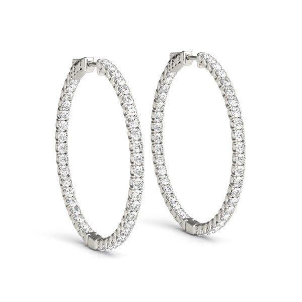 Diamond Hoop Earrings with Shared Prong Setting (2 cttw)