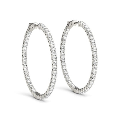 Diamond Hoop Earrings with Shared Prong Setting (2 cttw)