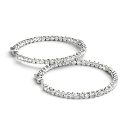 Diamond Hoop Earrings with Shared Prong Setting (2 cttw)