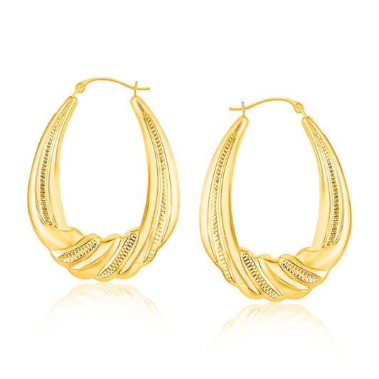 Graduated Textured Oval Hoop Earrings