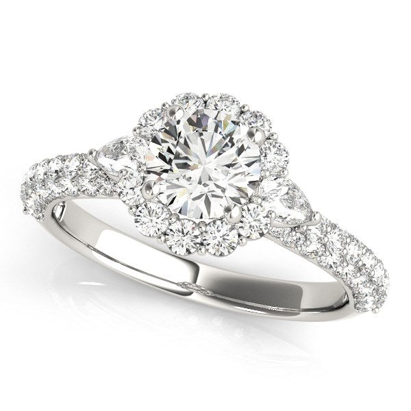 Halo Round Diamond Engagement Pave Band Ring (2 cttw)