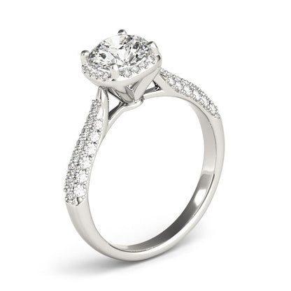 Halo Graduated Pave Shank Diamond Engagement Ring (1 1/3 cttw)