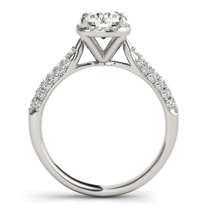 Halo Graduated Pave Shank Diamond Engagement Ring (1 1/3 cttw)