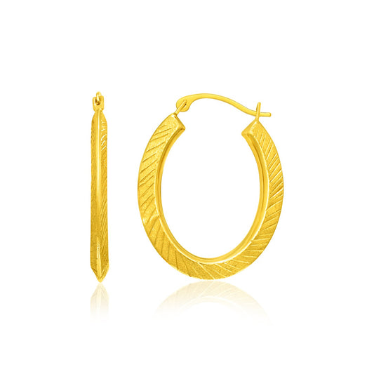 Oval Line Texture Hoop Earrings