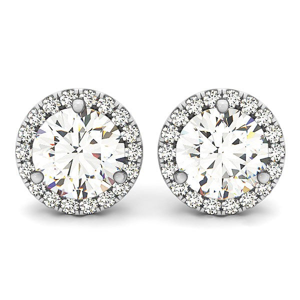 Round Prong Halo Style Earrings (1 cttw)