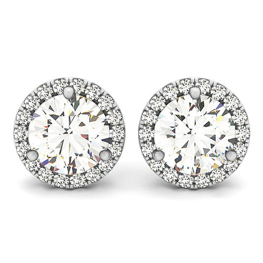 Round Prong Halo Style Earrings (1 cttw)