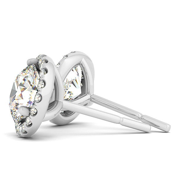 Round Prong Halo Style Earrings (1 cttw)