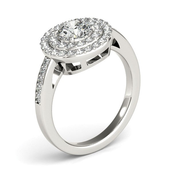 Round with Two-Row Halo Diamond Engagement Ring (1 1/2 cttw)