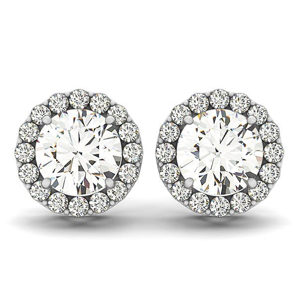 Four Prong Round Halo Diamond Earrings (1 1/6 cttw)