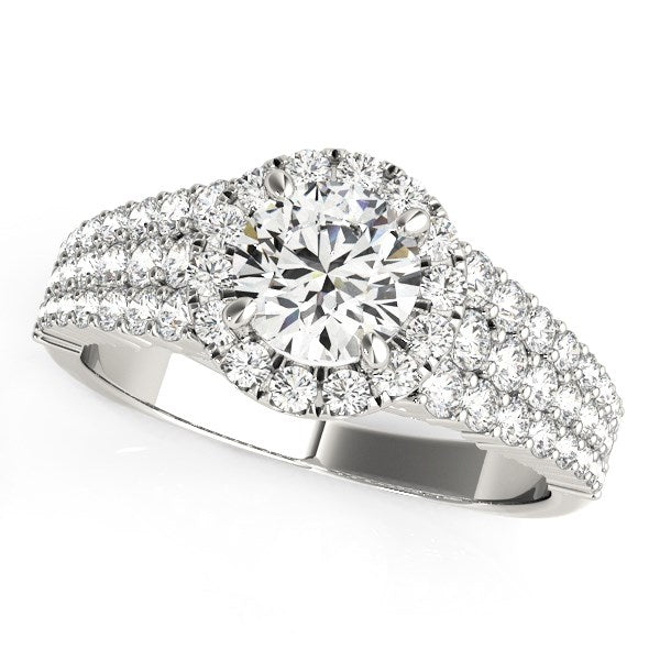 Graduated Pave Set Shank Diamond Engagement Ring (1 5/8 cttw)