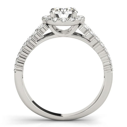 Graduated Pave Set Shank Diamond Engagement Ring (1 5/8 cttw)