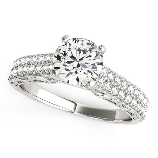 Pronged Diamond Antique Style Engagement Ring (1 1/3 cttw)