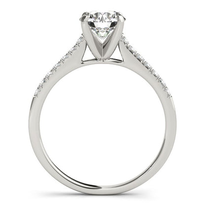 Single Row Scalloped Set Diamond Engagement Ring (1 1/8 cttw)
