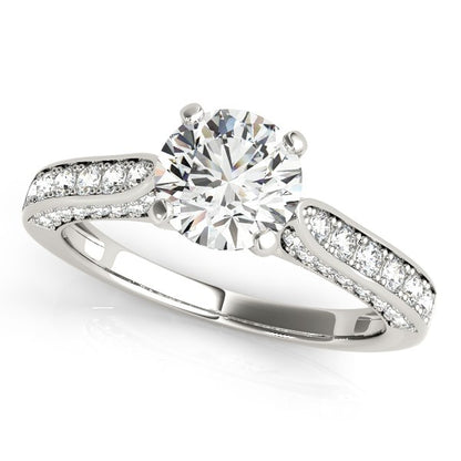 Round Cathedral Diamond Engagement Ring (1 1/2 cttw)