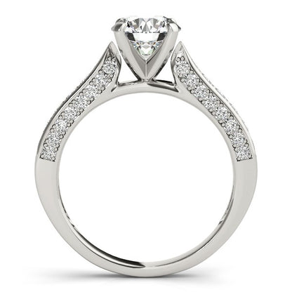 Round Cathedral Diamond Engagement Ring (1 1/2 cttw)