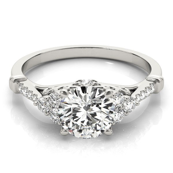 Side Clusters Round Diamond Engagement Ring (1 1/8 cttw)