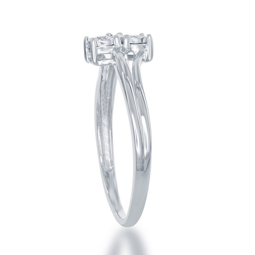 Sterling Silver Two-Stone 1/10th cttw Diamond Overlappig Ring