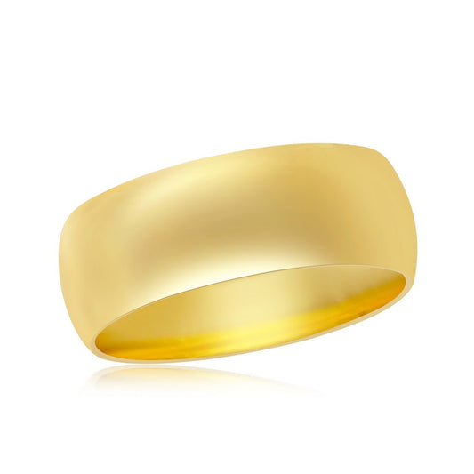 Sterling Silver 8mm Band Ring- Gold Plated