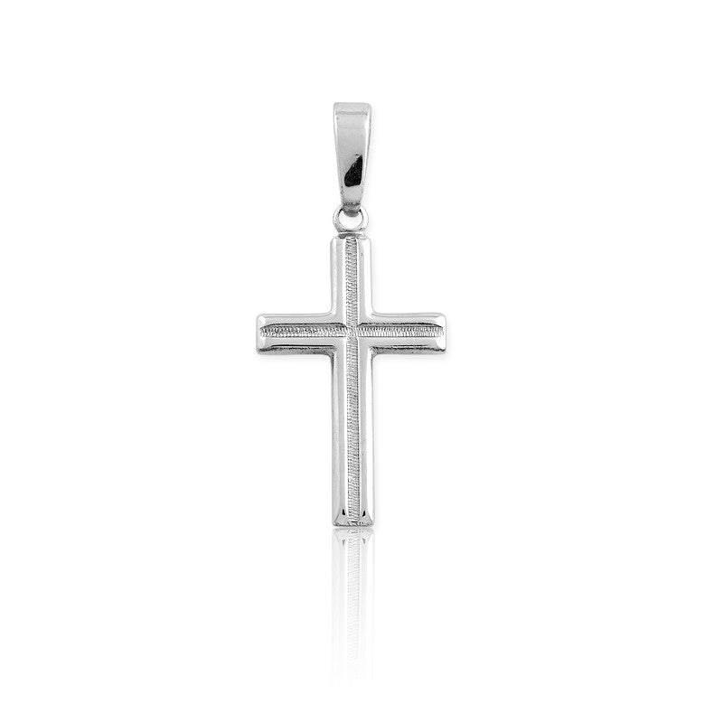 Sterling Silver Small Diamond-Cut Cross Pendant
