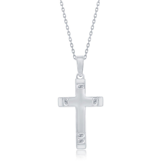 Sterling Silver Textured Ends Cross Pendant