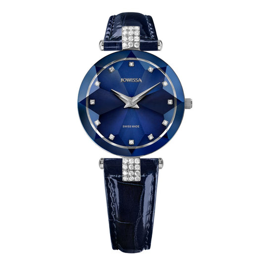 FACET STRASS, Brilliant-Cut, Swiss Quartz Watch, 15mm Band - Blue Dial | MSRP: $299.90