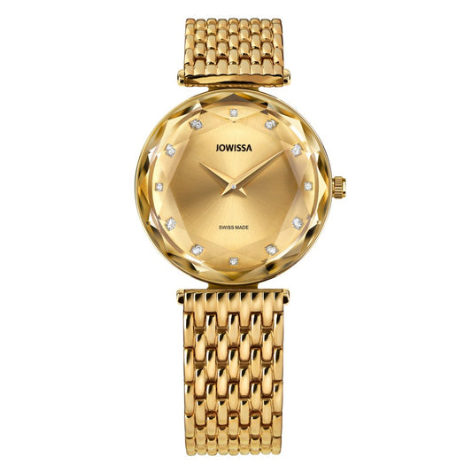 FACET BRILLIANT, Brilliant-Cut, Gold Plated Swiss Quartz Watch, 15MM Band -Gold Dial | MSRP: $369.90