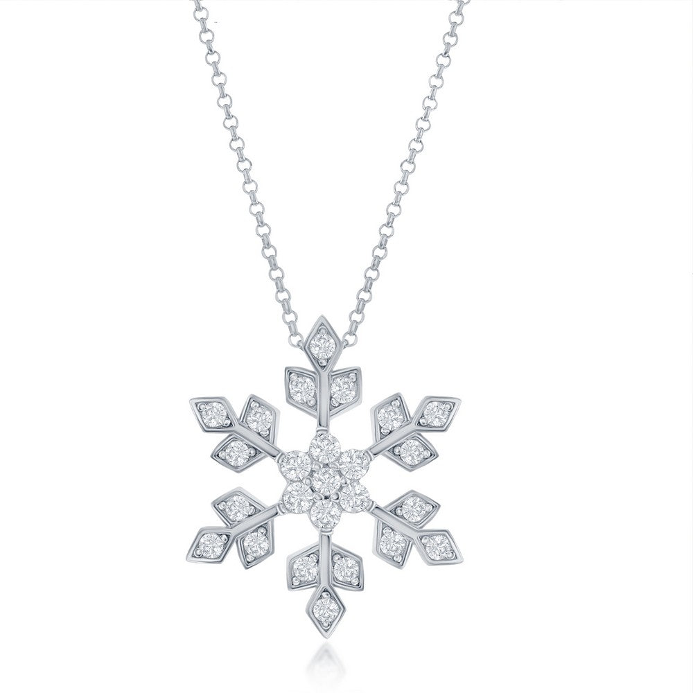 Sterling Silver Clear CZ Snowflake Pendant