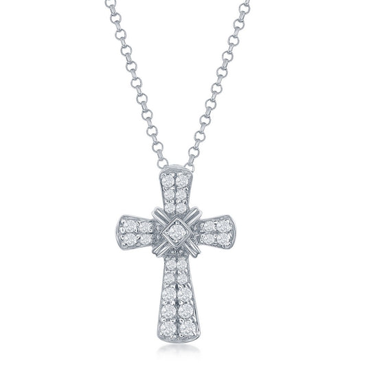 Sterling Silver CZ Cross Pendant