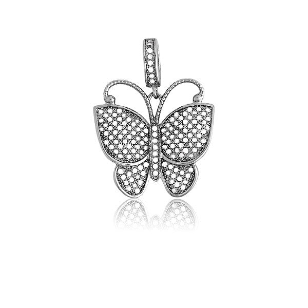 Sterling Silver Micro Pave Butterfly Pendant (145 stones)