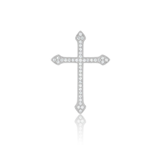 Sterling Silver Micro Pave CZ Cross Pendant